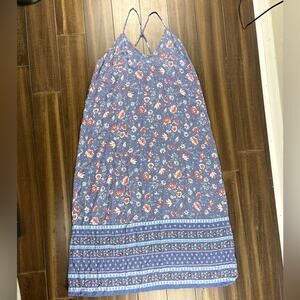 Old Navy Size XL Plus Size Blue, Pink, Floral Paisley Dress V neck Midi/Maxi